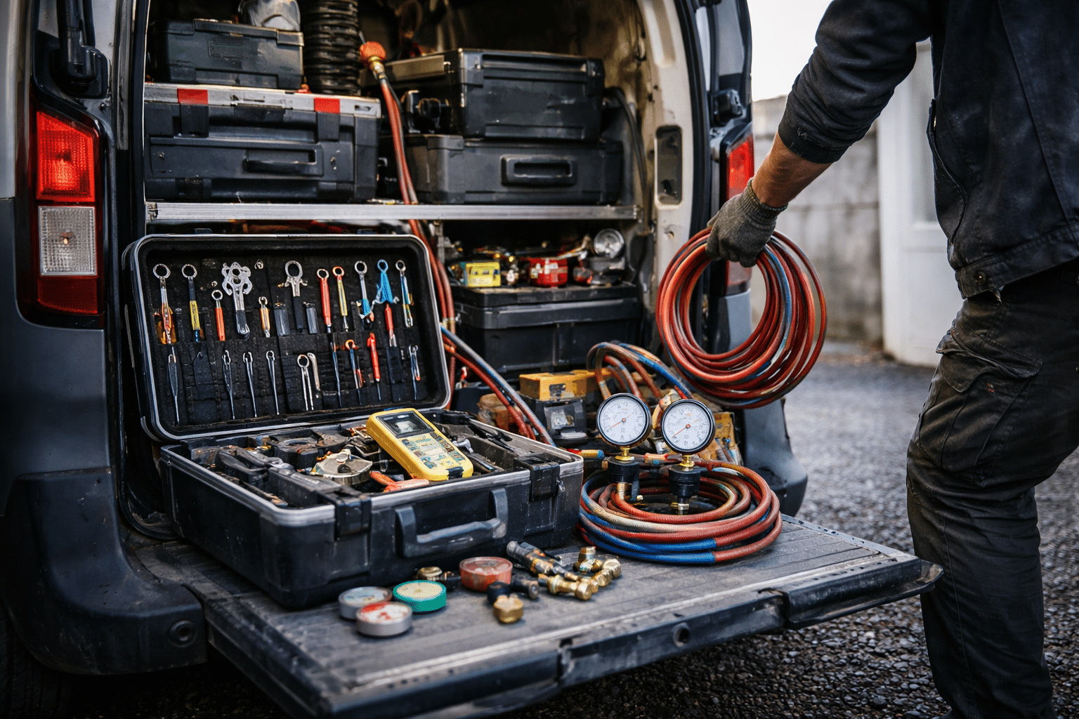 Matériel professionnel utilisé pour le dépannage d’un système de chauffage