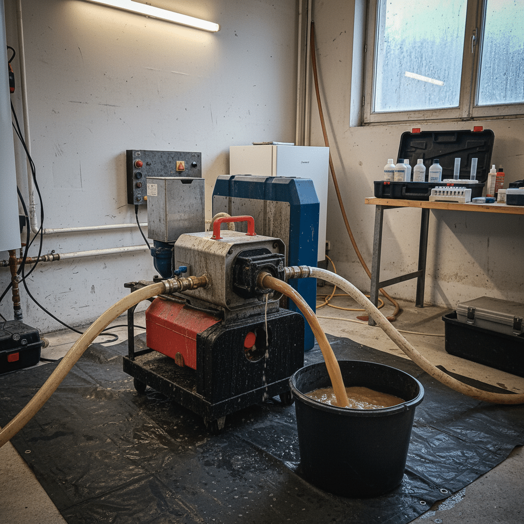 Désembouage d’un système de chauffage avec matériel professionnel