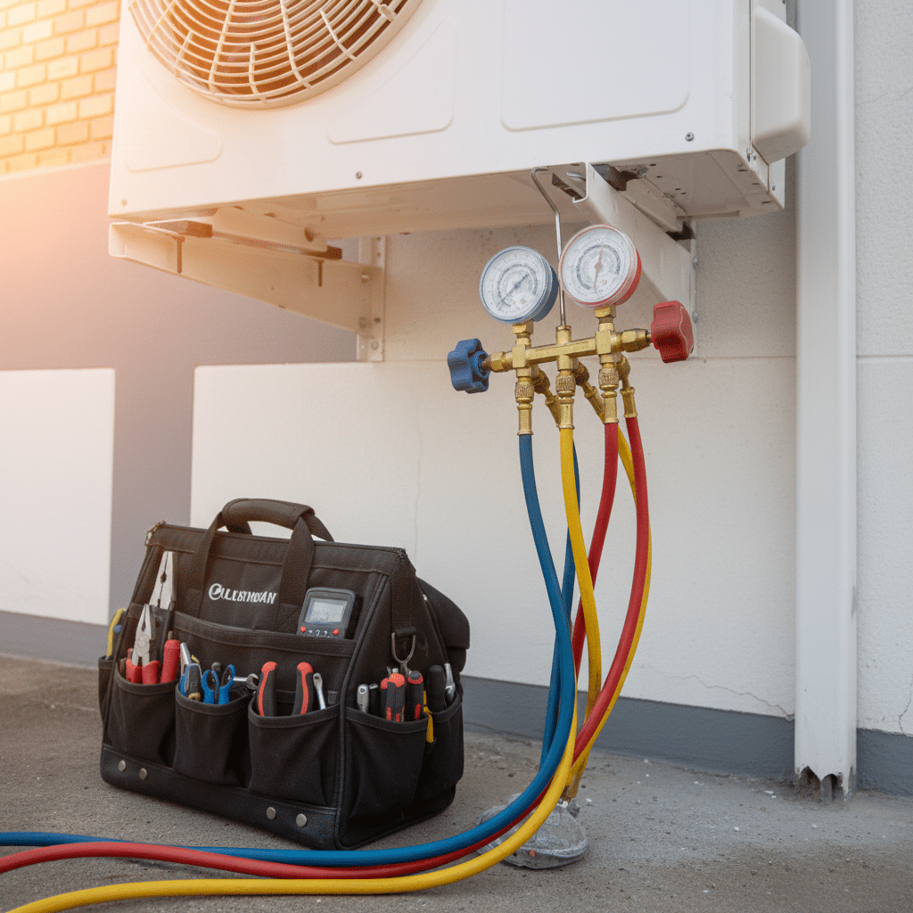 Contrôle de la pression d’une pompe à chaleur lors de l’entretien