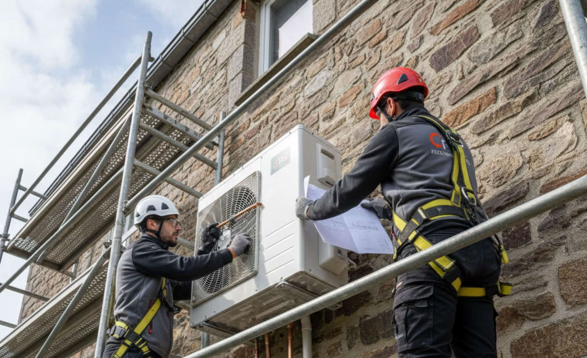 Entretien d’une pompe à chaleur extérieure par des techniciens qualifiés