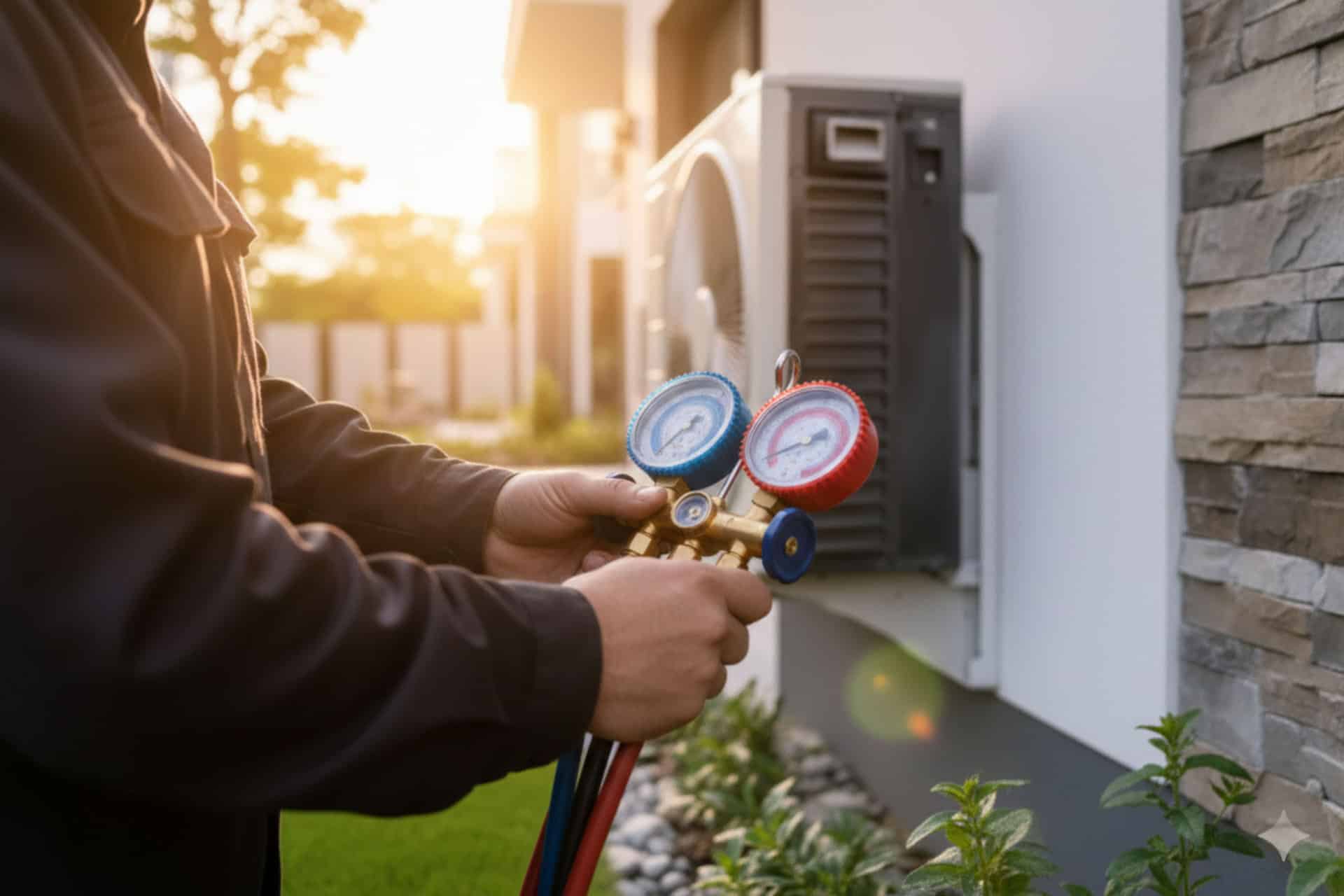 Contrôle de la pression d’une pompe à chaleur lors de l’entretien annuel